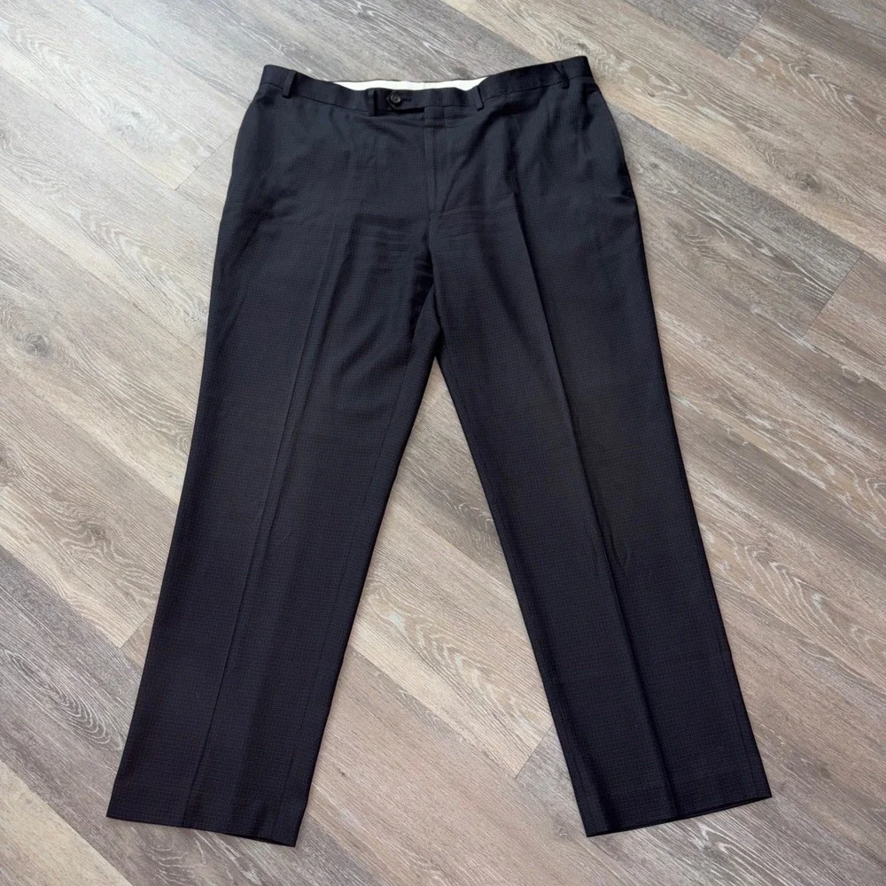 Ralph Lauren Mens Dress Pants 42x32 Black Grey Micro Check Washable Trousers
